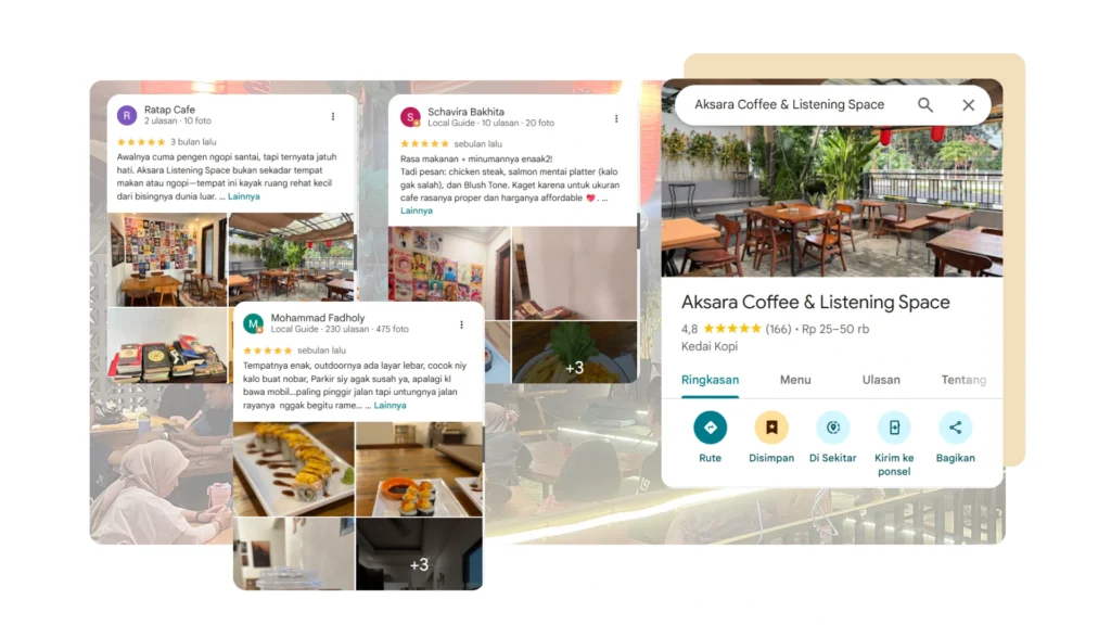 aksara coffe google reviu cinere depok